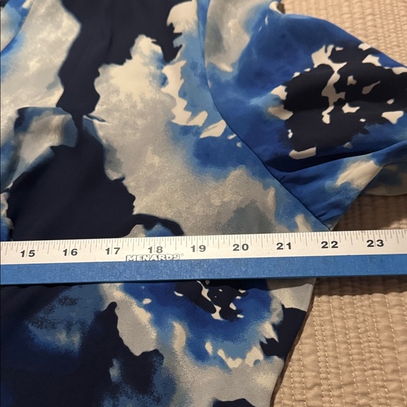 Vera Wang Navy and White Floral Long Sleeve Dress - Picture 7 of 10